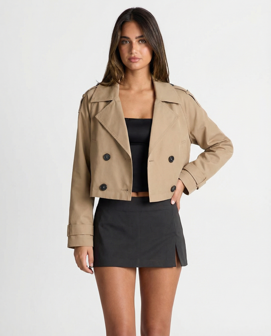 Tessa | Double-Breasted Cropped Trench Coat