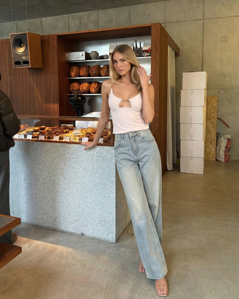 Connie | Faded Wash Wide Leg Jeans
