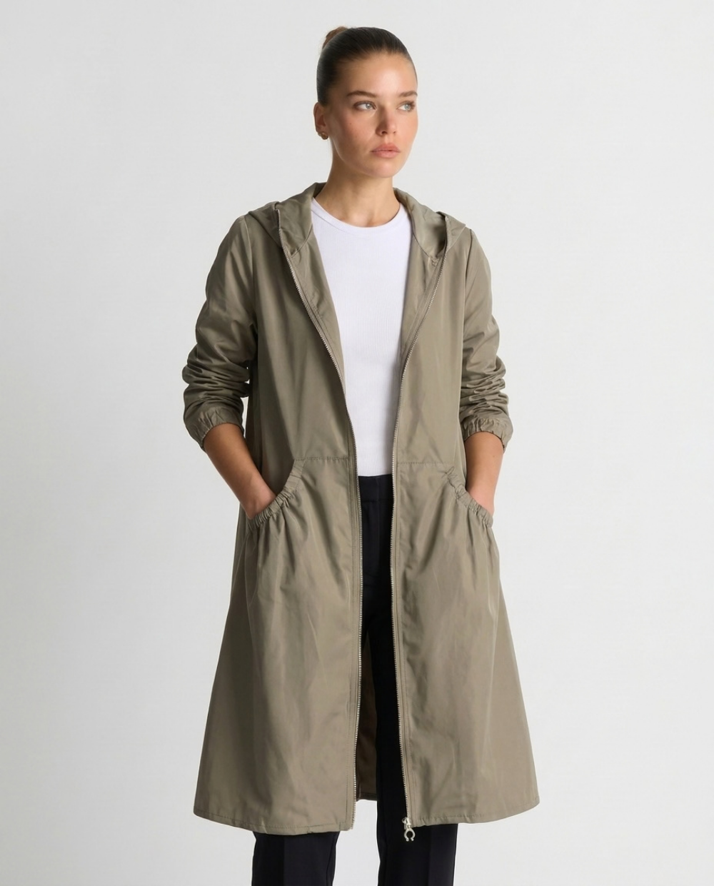 Roxane | Women's Longline Hooded Jacket A-Line Zip-Up