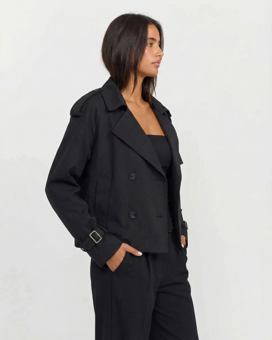 Rebecca | cropped trench coat