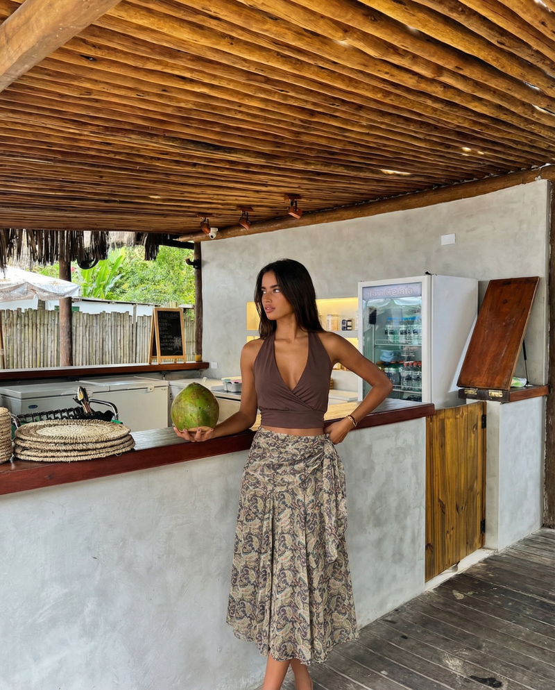 Olivia | wrap midi skirt