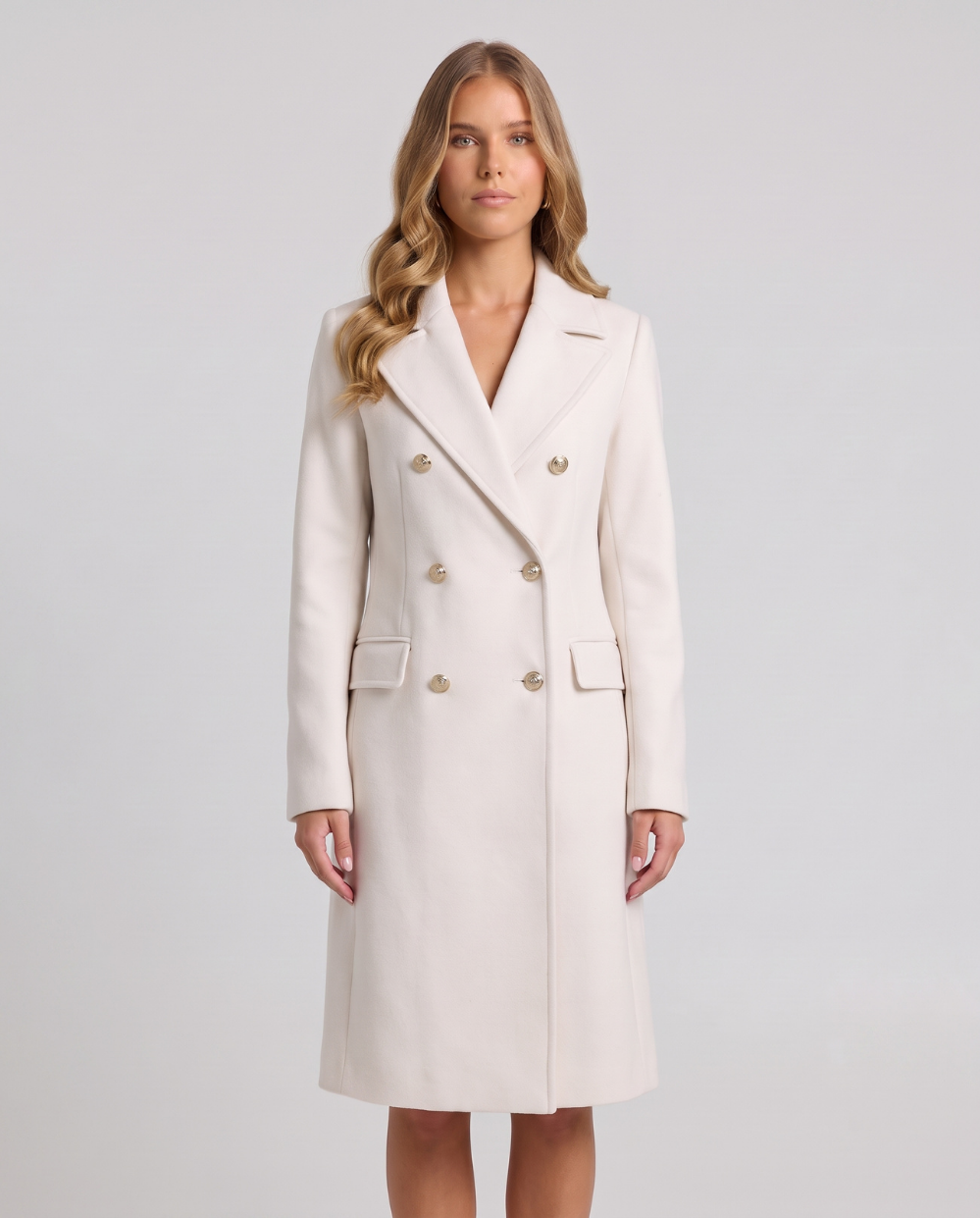 Hyacinth | Women's Double-Breasted Long Coat Notch Lapel