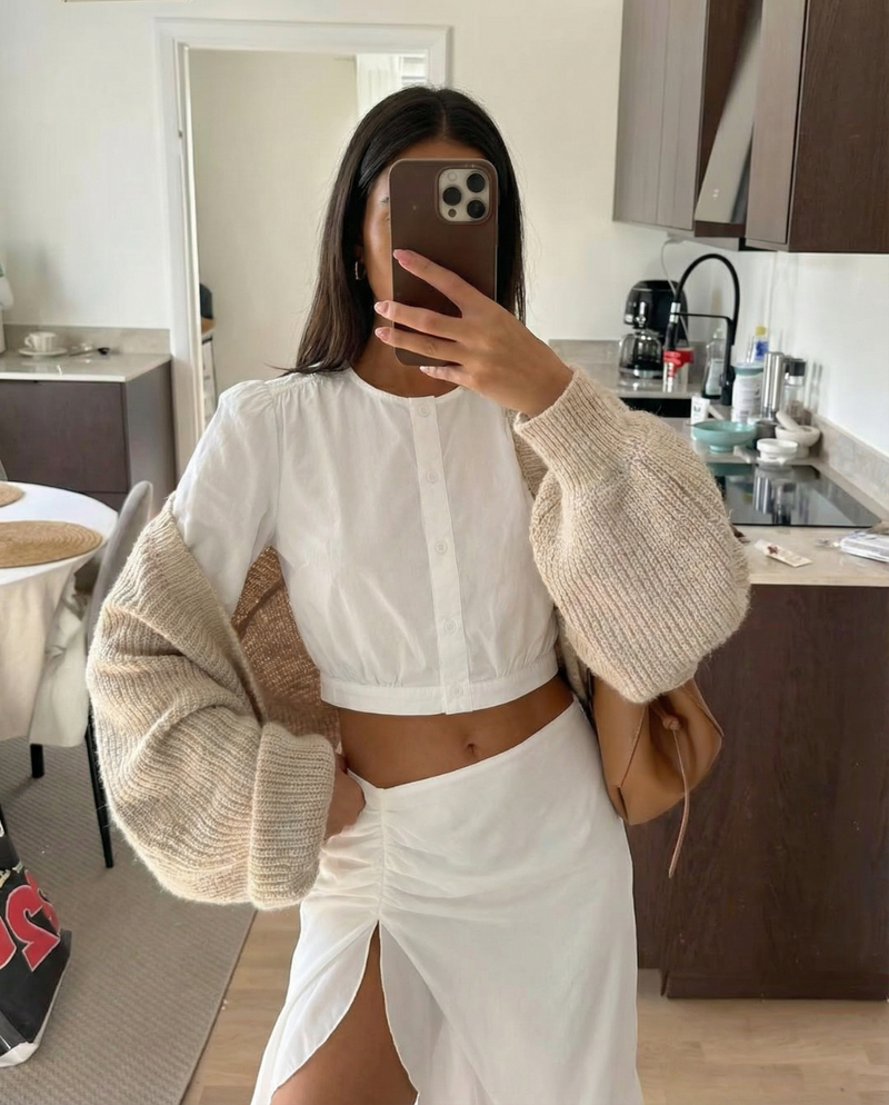 Juno | white puff sleeve top