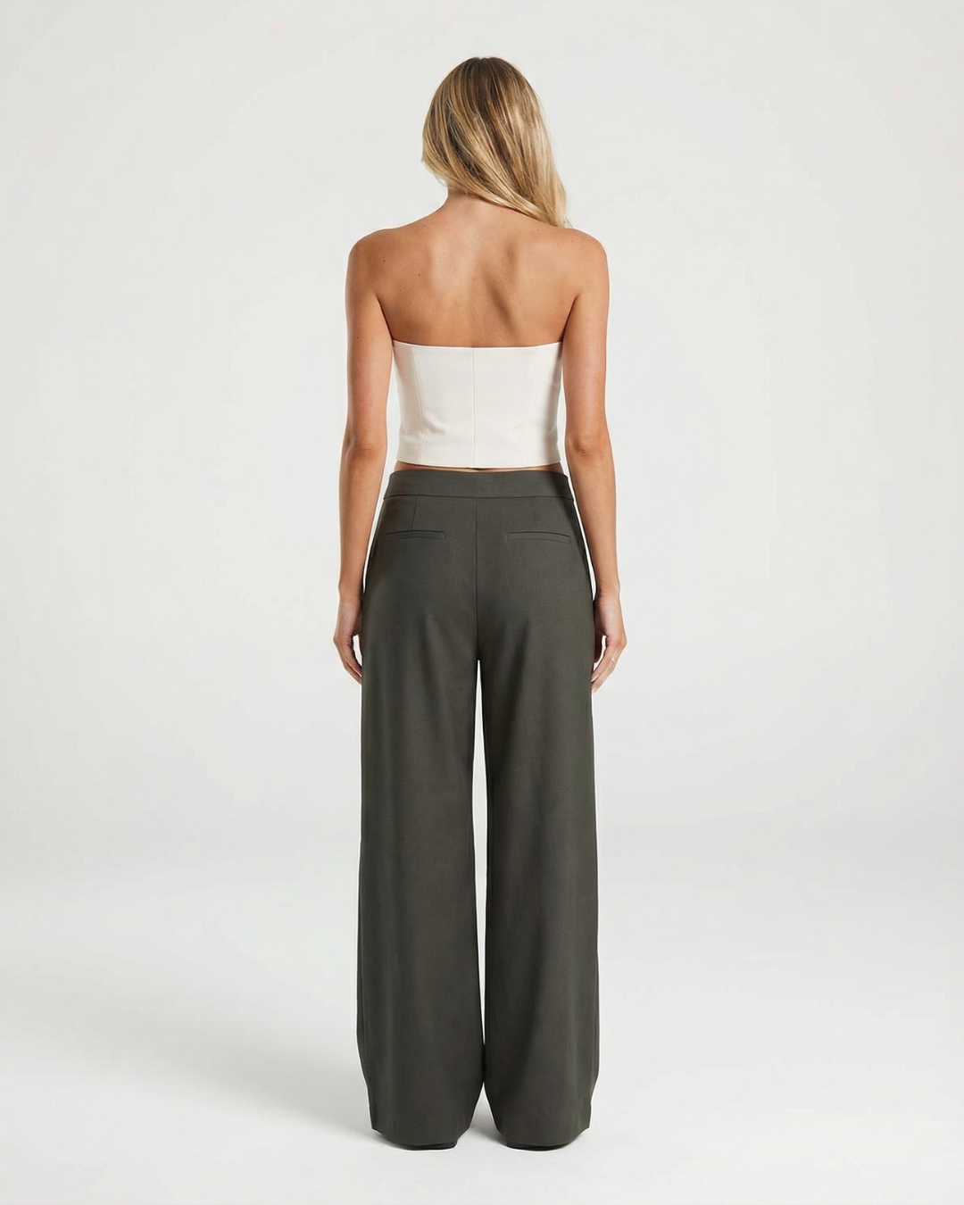 Maya | High-Waist Pleated Wide-Leg Trousers with Layered Front Panel