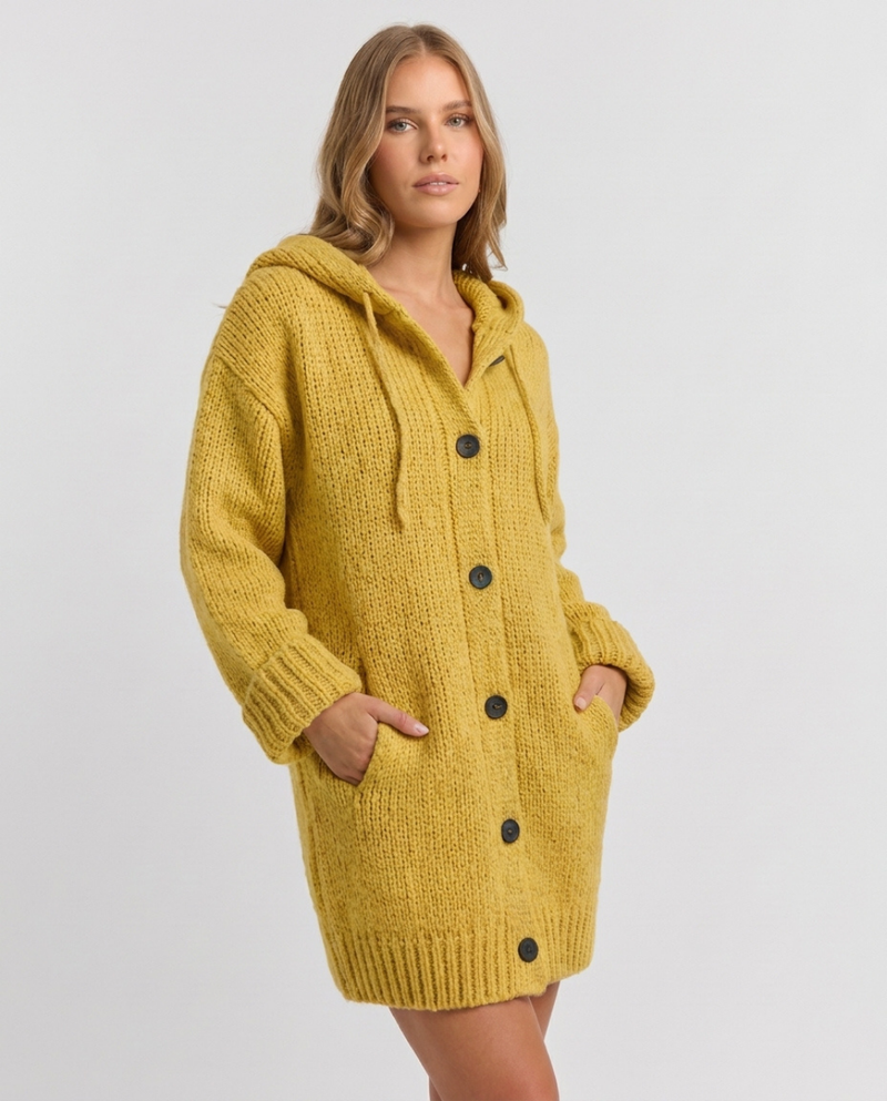 Rosalie | Women's Long Hooded Cardigan Textured Knit