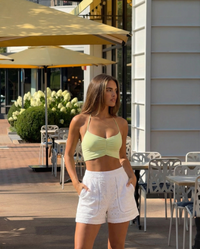 Nora | white linen shorts