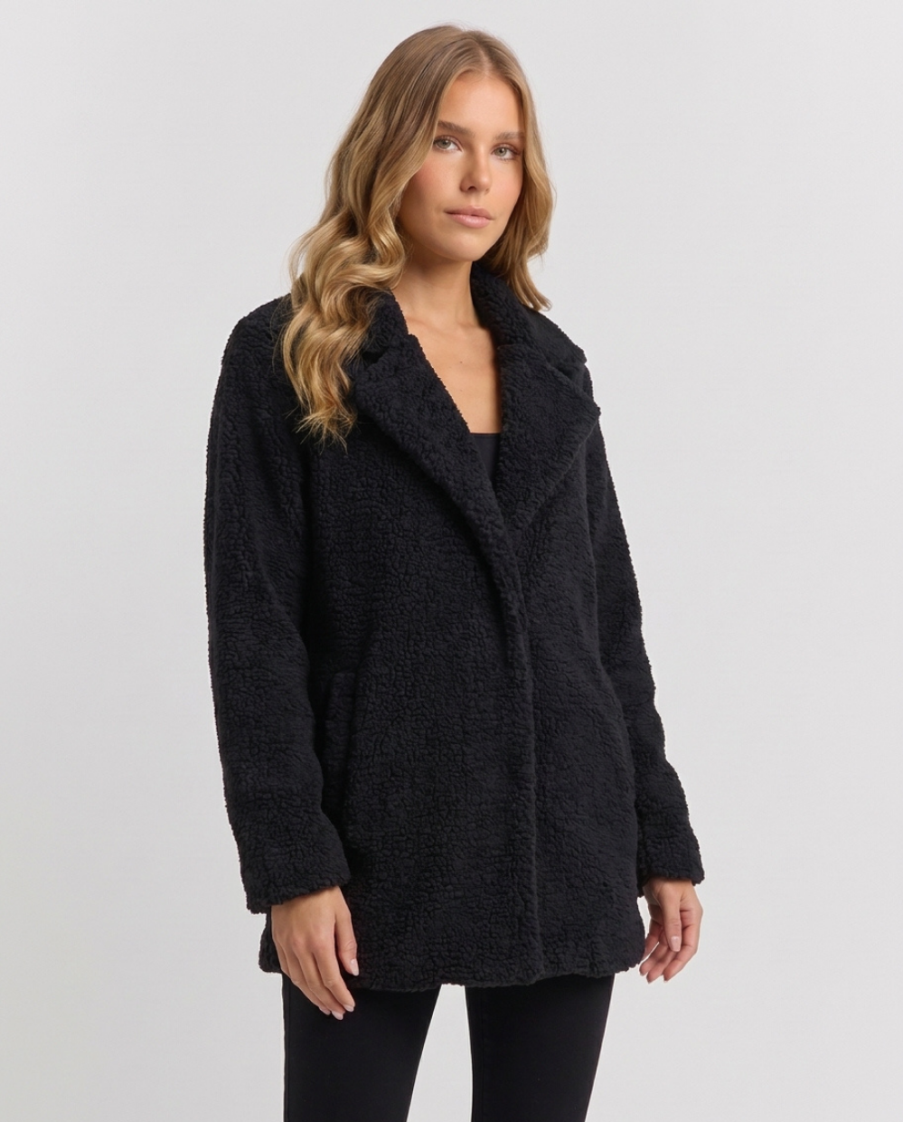 Scholastica | Women's Relaxed Fit Open Front Teddy Jacket