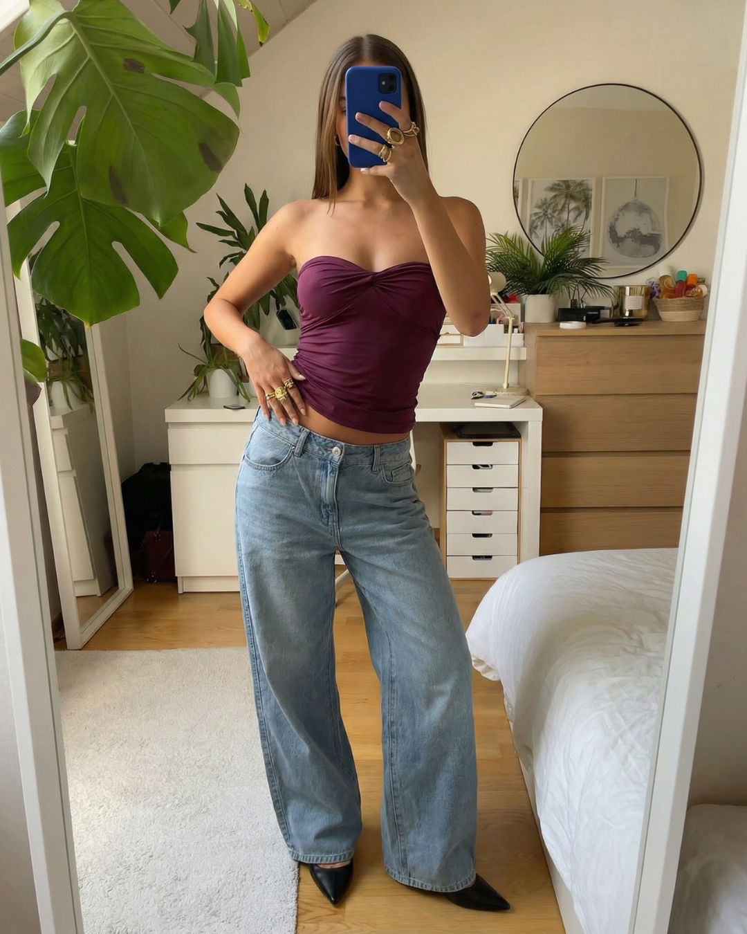 Stella | Wide Leg Studded Jeans