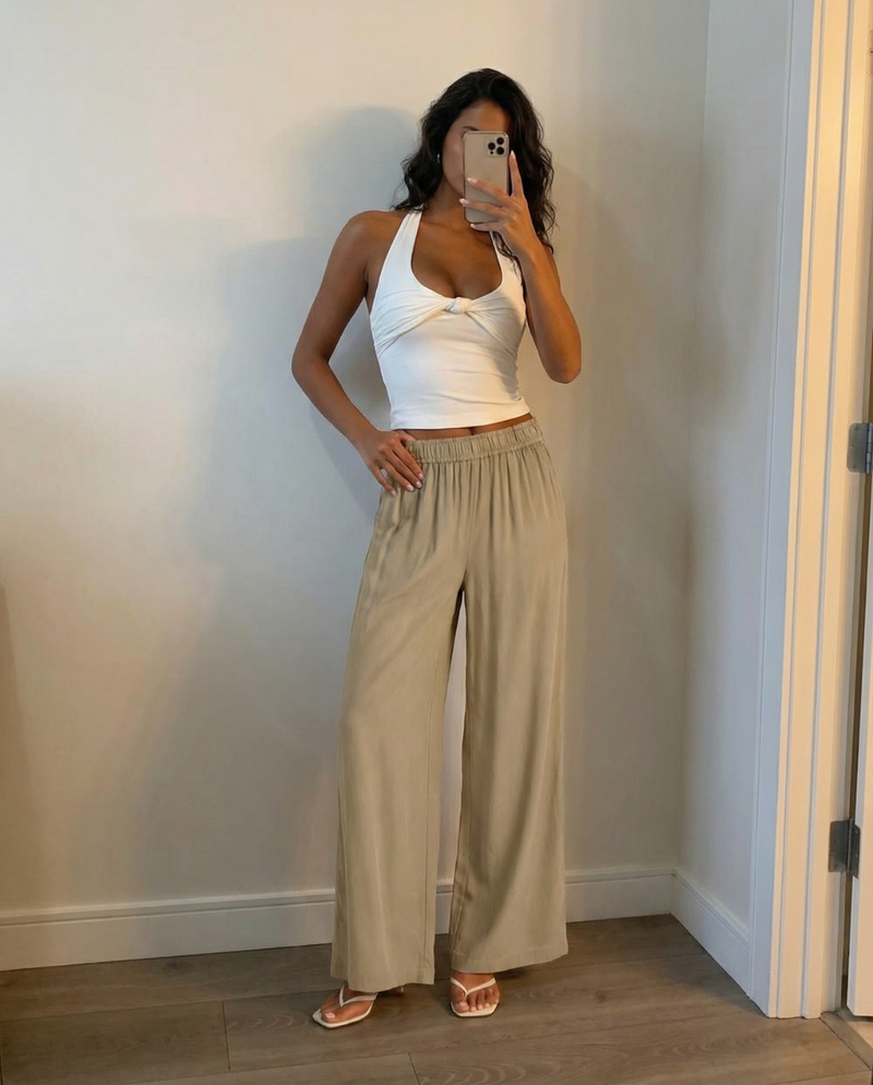 Rebecca | linen wide leg pants