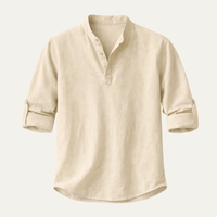Kermit | Cotton Linen Long Sleeve Henley Shirt