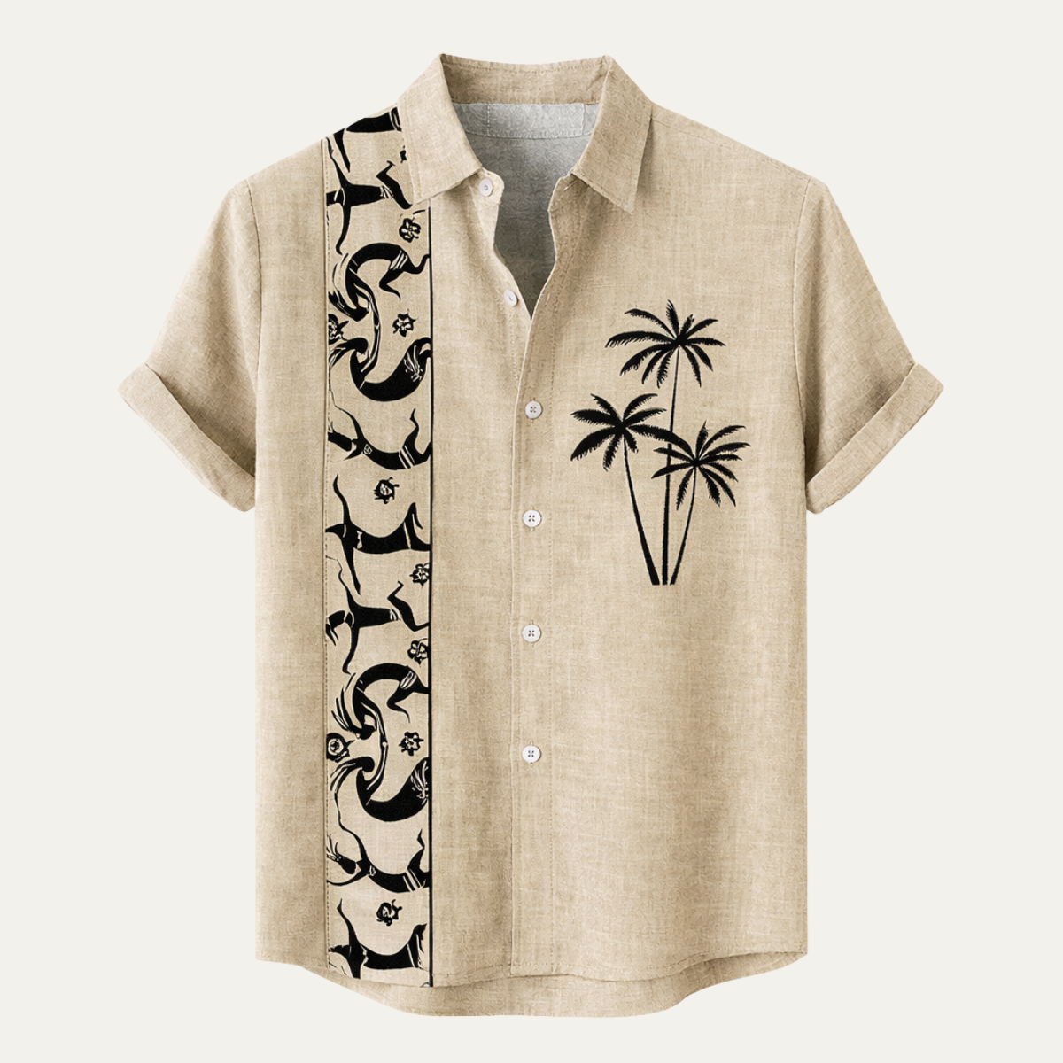 Junior patchwork short sleeve linen shirt