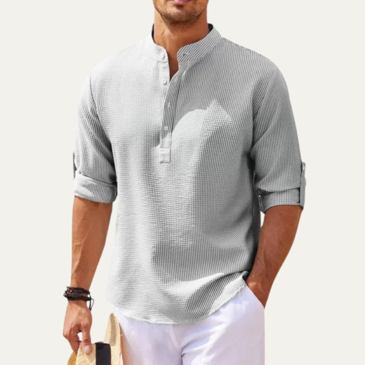 Brandon | Men's Lightweight Casual Grandad Collar Shirt