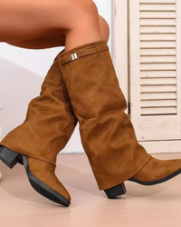 Odette | Mid Calf Slouch Block Heel Boots