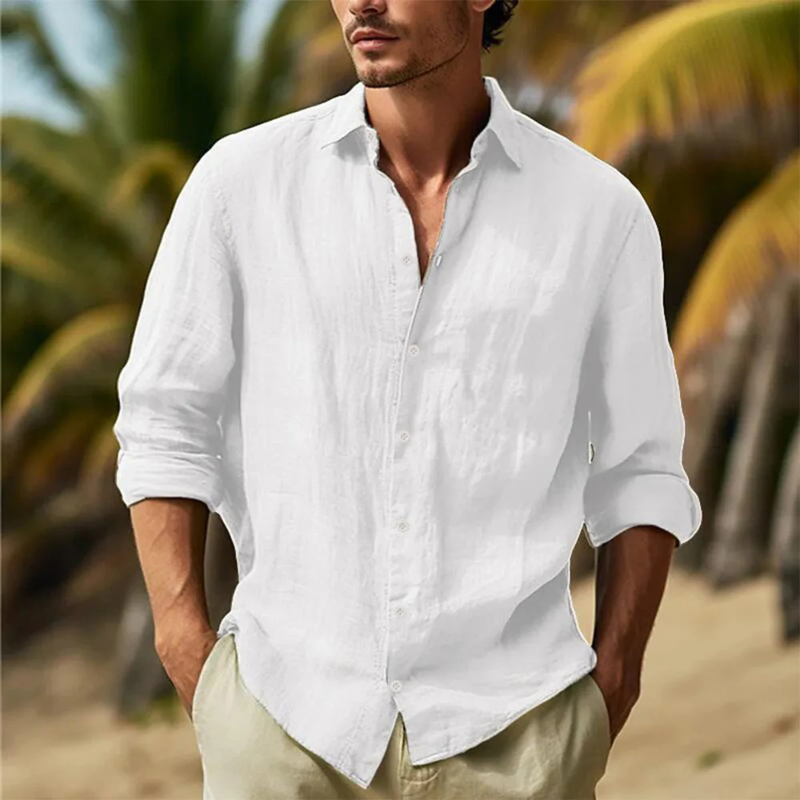 Jethro | Men's Cotton Linen Short Sleeve Button Up Shirt