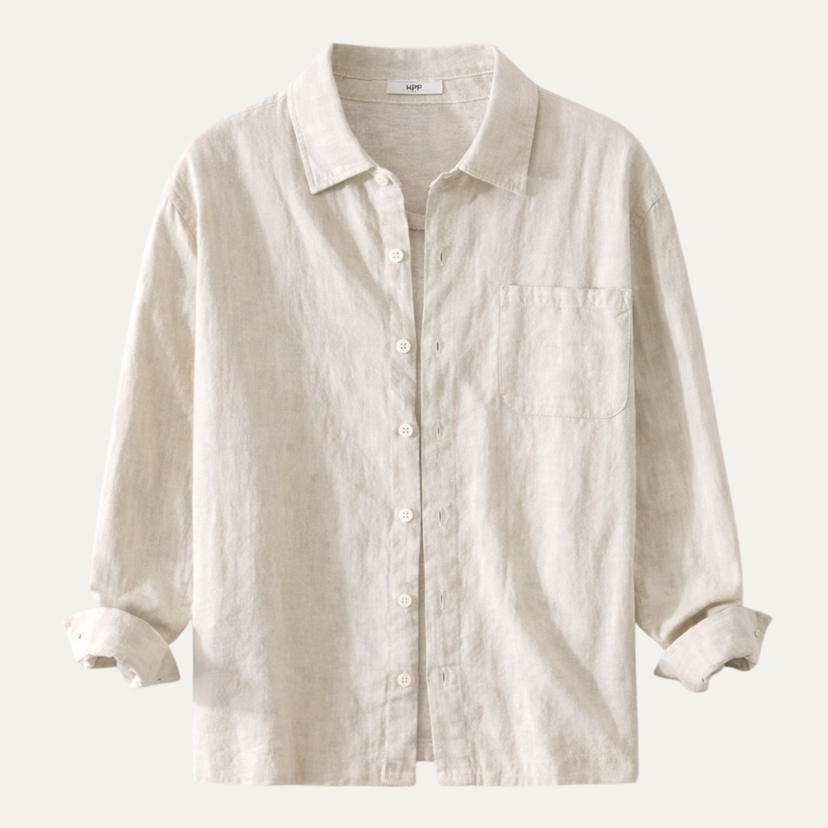 Sterling linen shirt jacket styling detail