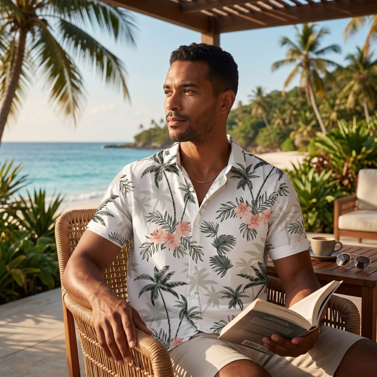 Ignatius | Palm Tree Print Short Sleeve Summer Shirt for Men
