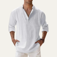Kermit | Cotton Linen Long Sleeve Henley Shirt