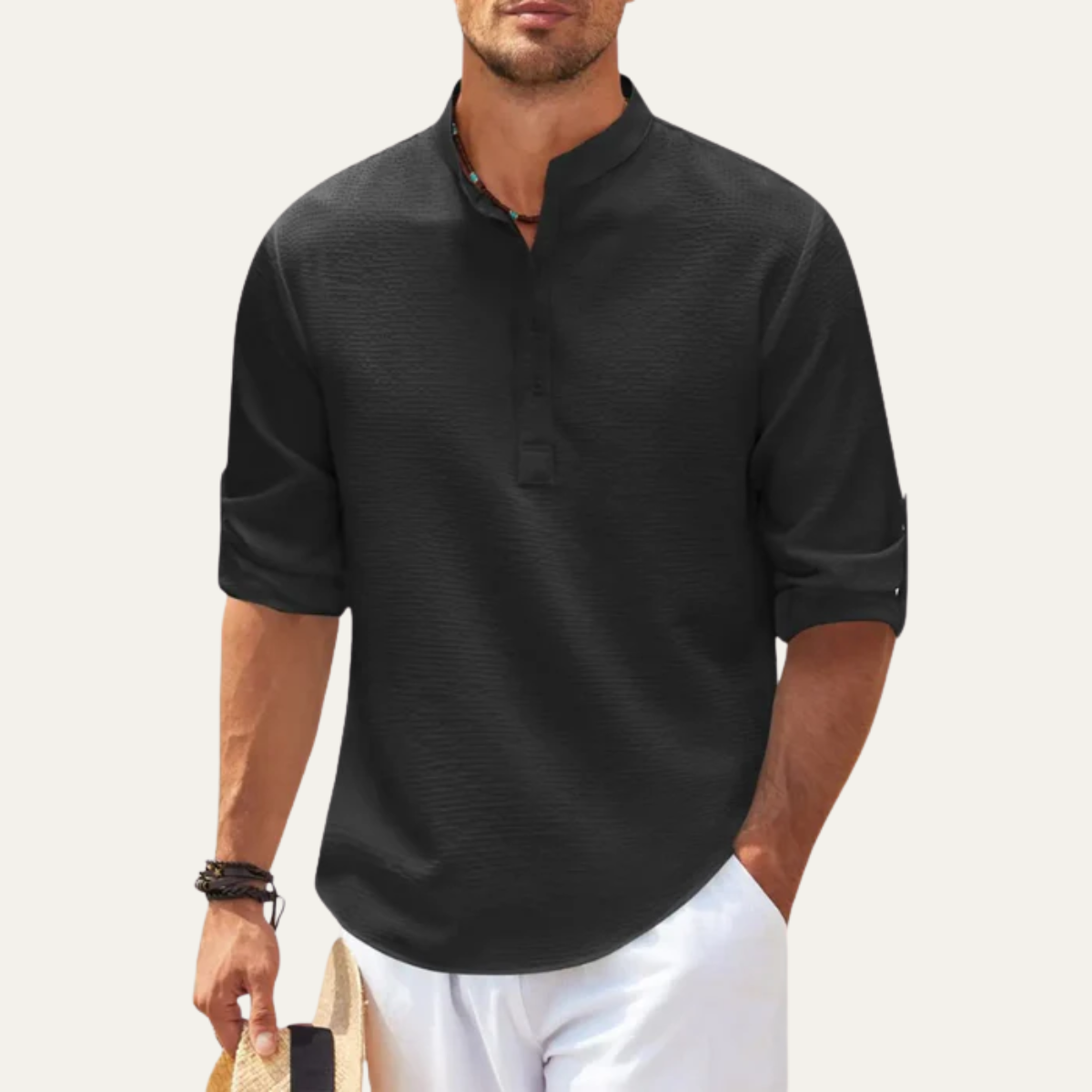Brandon | Men's Lightweight Casual Grandad Collar Shirt