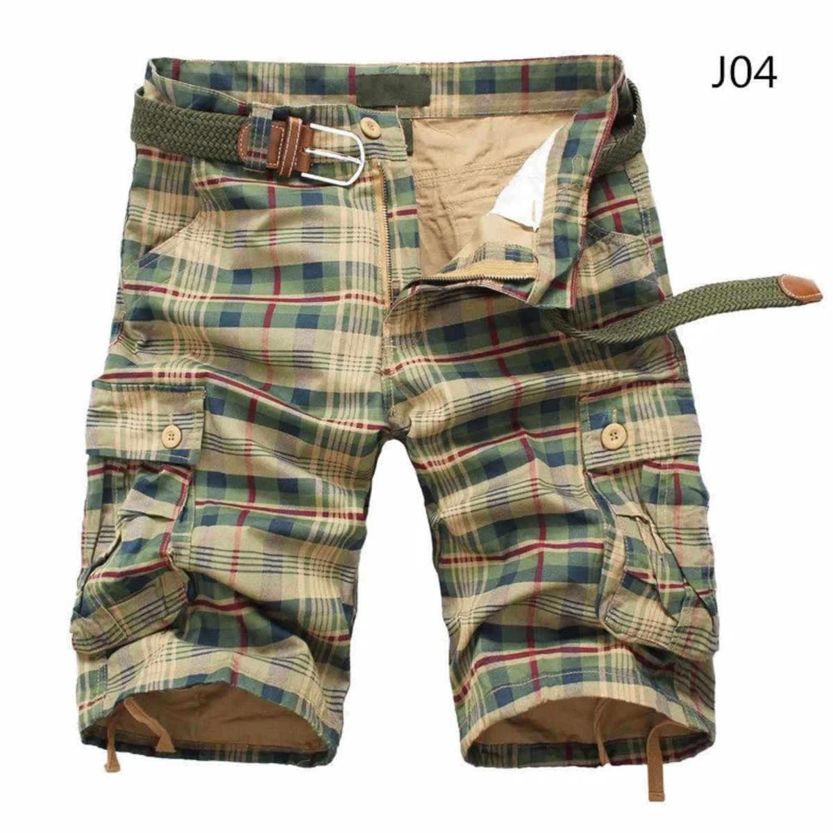 Gerard plaid cargo shorts in Khaki