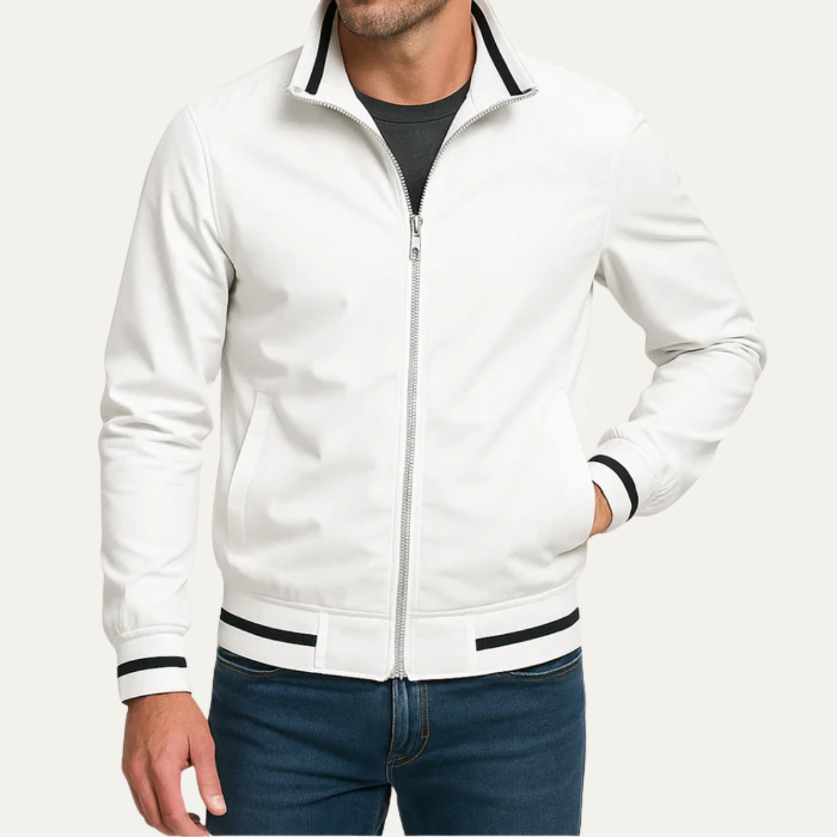 Cedric Zip Jacket White