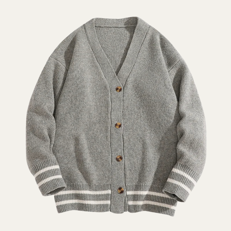 Gawain oversized striped knit cardigan in Grey