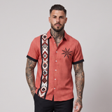 Justin | Vintage Patchwork Short Sleeve Linen Blend Summer Shirt
