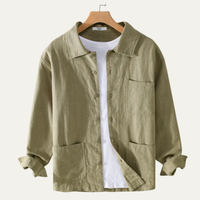 Sterling linen shirt jacket in Khaki