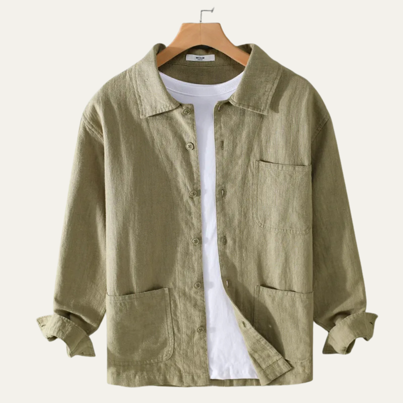 Sterling linen shirt jacket in Khaki