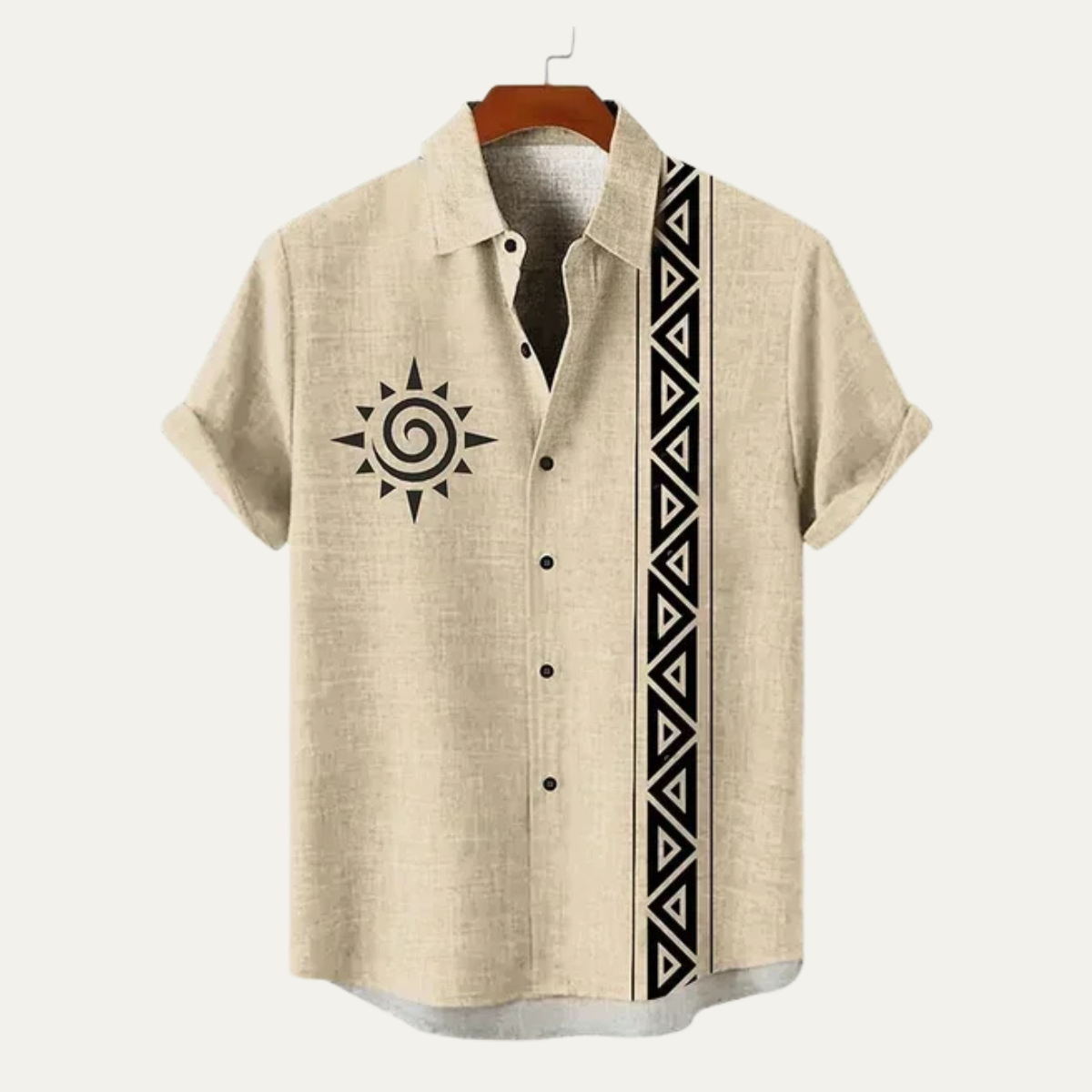 Jules | Vintage Ethnic Pattern Short Sleeve Linen Shirt