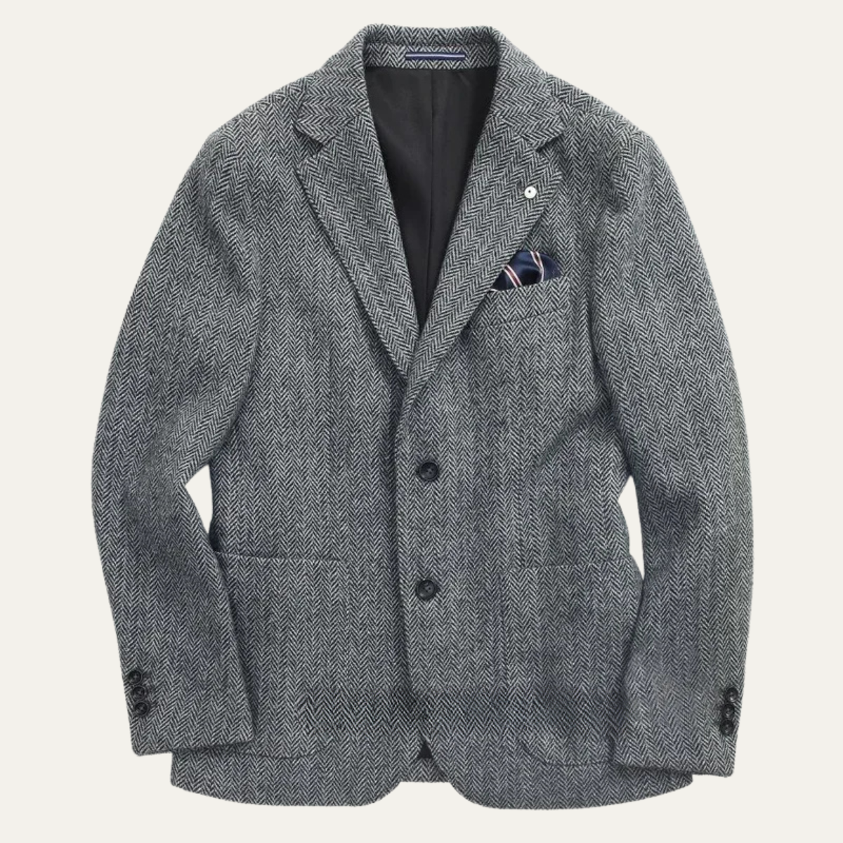 Maddox | Single Breasted Herringbone Wool Tweed Blazer