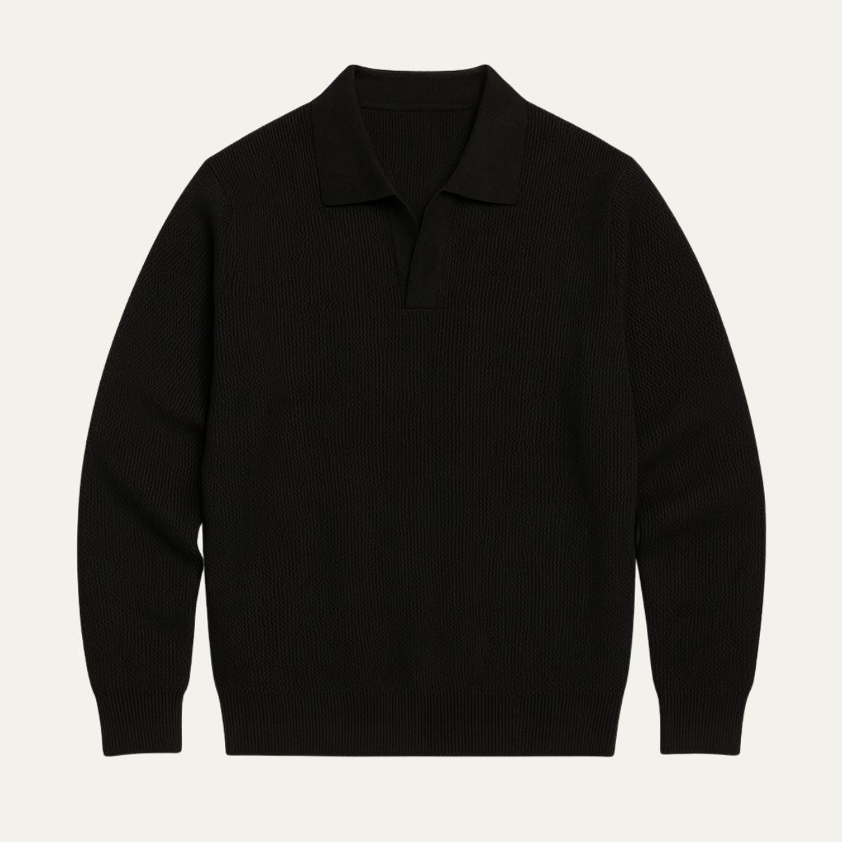 Enzo open collar polo jumper Black