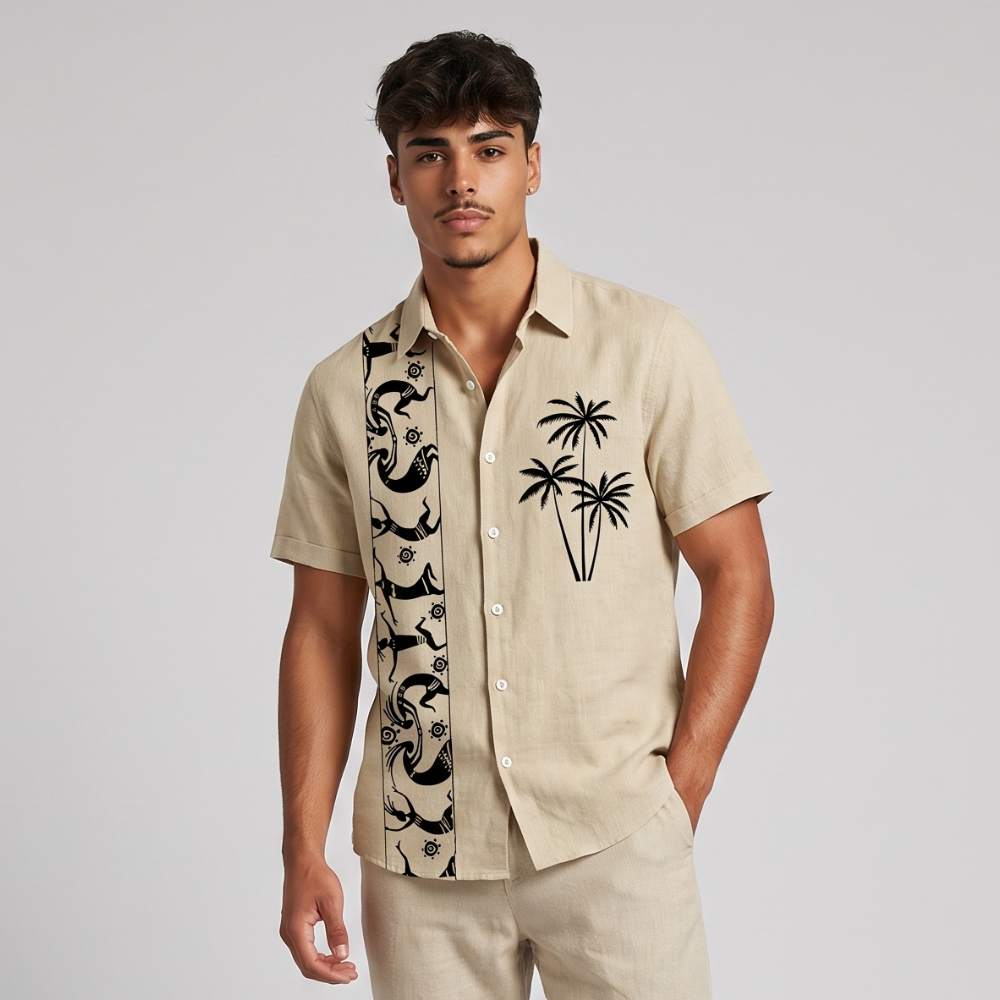 Junior | Patchwork Short Sleeve Linen Blend Summer Shirt
