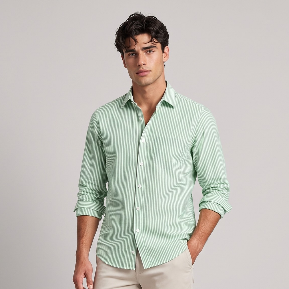 Carl | Men's Classic Striped Button Up Long Sleeve Shirt