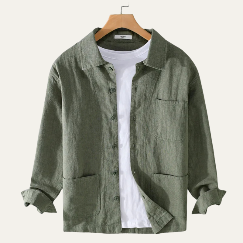 Sterling linen shirt jacket in Green