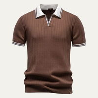 Heath | Ribbed Knit Short Sleeve Polo Shirt