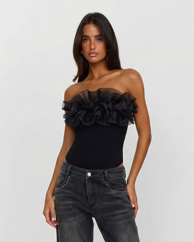 Delilah | strapless ruffle top