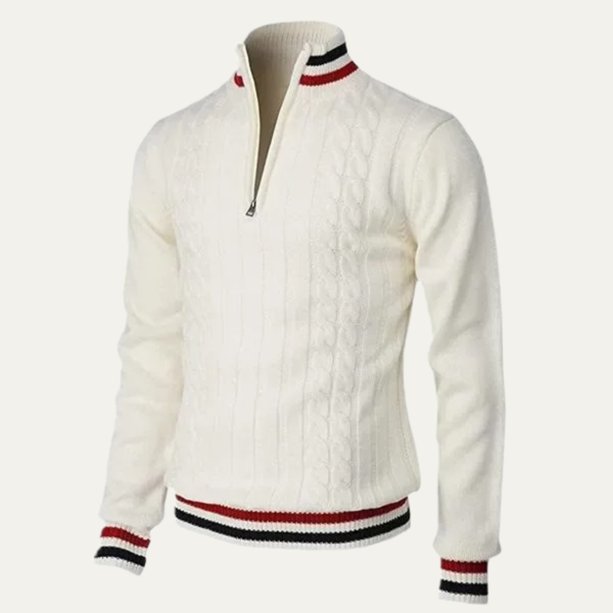 Fletcher | Half Zip Knit Jumper with Stripe Trim
