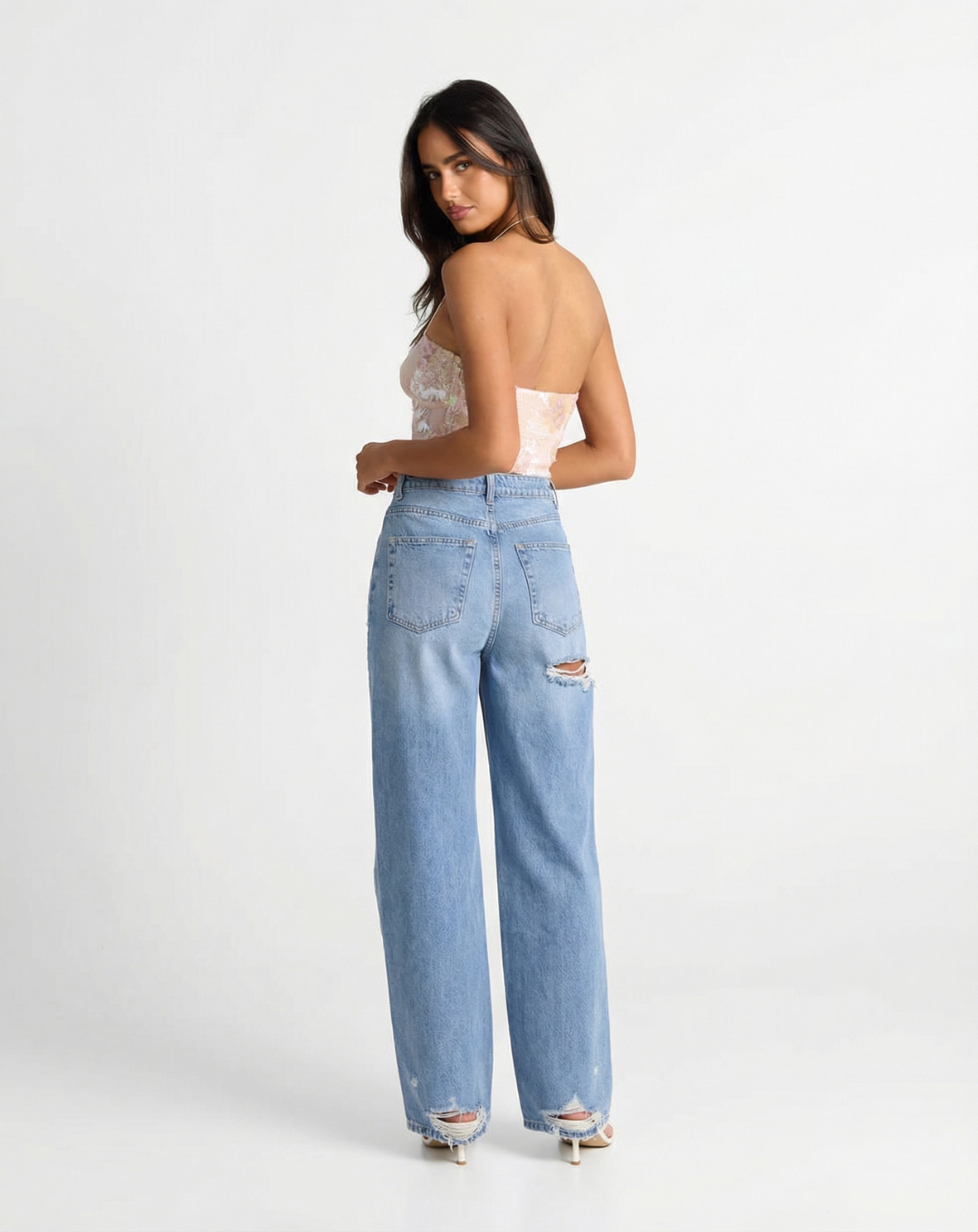 Abigail | High Waist Wide Leg Distressed Jeans