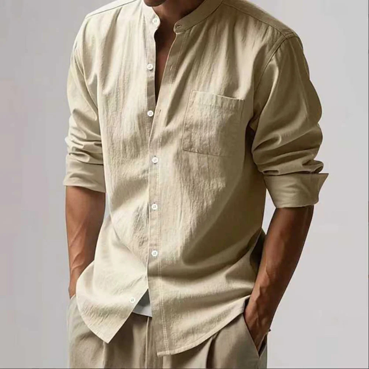 Boris | Men's Casual Button Up Linen Long Sleeve Shirt