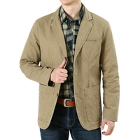 Leander men's lightweight cotton blazer in Khaki