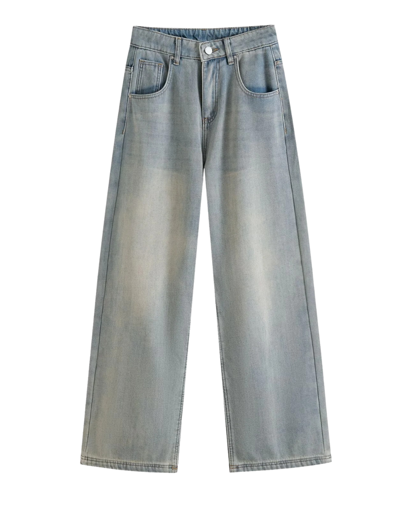 Connie | Faded Wash Wide Leg Jeans
