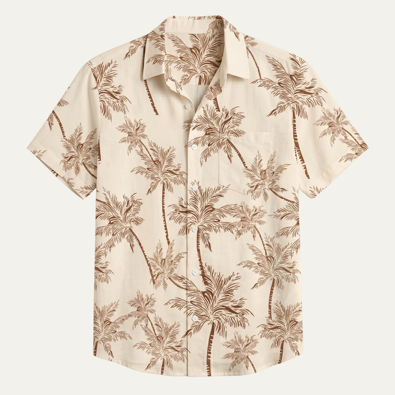 Ignatius | Palm Tree Print Short Sleeve Summer Shirt for Men