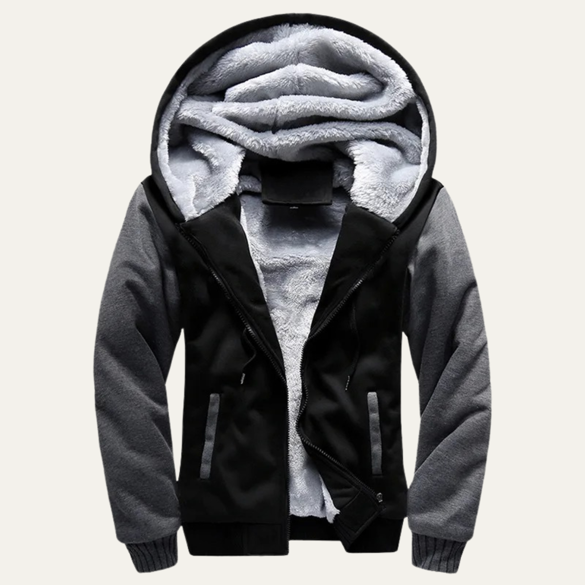 Elmore fleece lined zip up hoodie in Black Grey