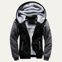 Elmore fleece lined zip up hoodie in Black Grey