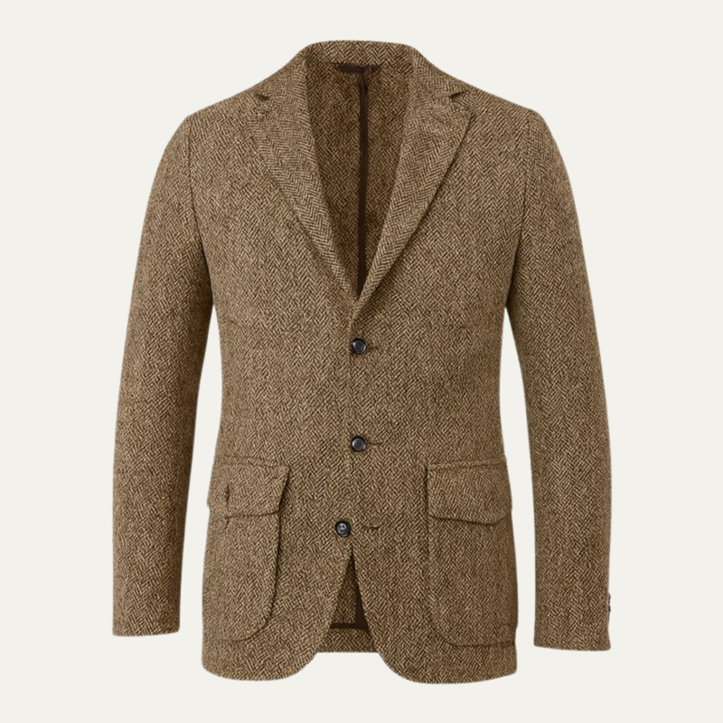 Ludovic | Single Breasted Wool Herringbone Tweed Blazer