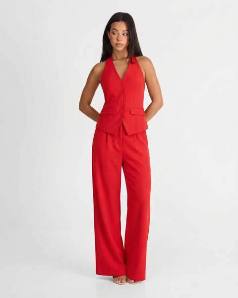 Nell | Halter Neck Waistcoat & Wide Leg Trouser Set