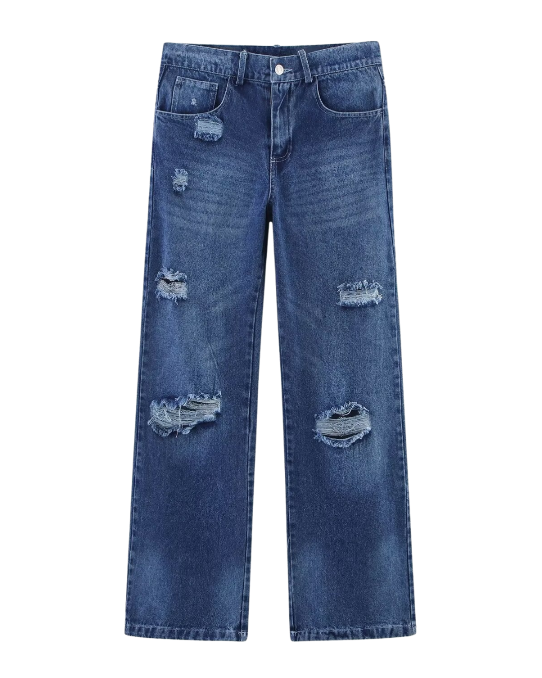 Wren | High Rise Straight Leg Distressed Jeans
