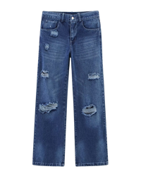 Wren | High Rise Straight Leg Distressed Jeans