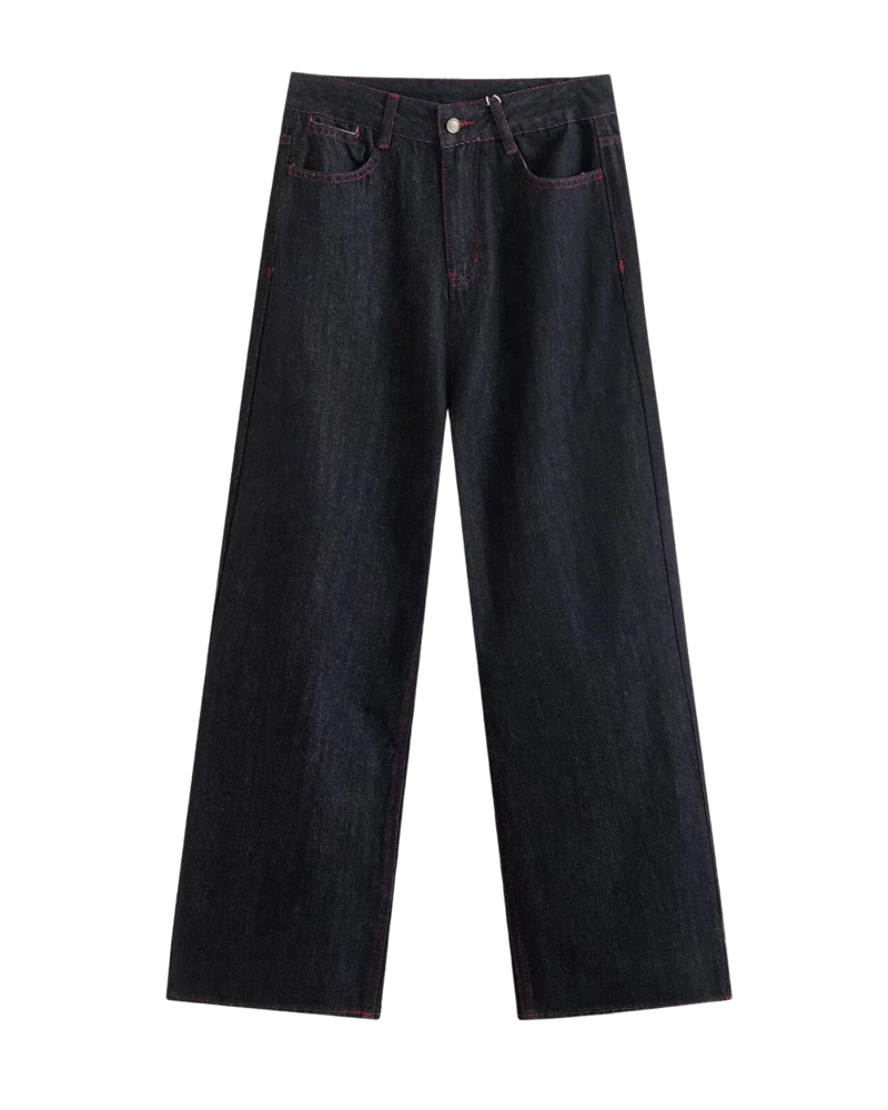 Sadie | Wide Leg Contrast Stitch Jeans