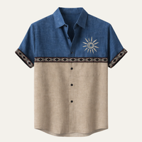 Kane retro patchwork short sleeve summer shirt